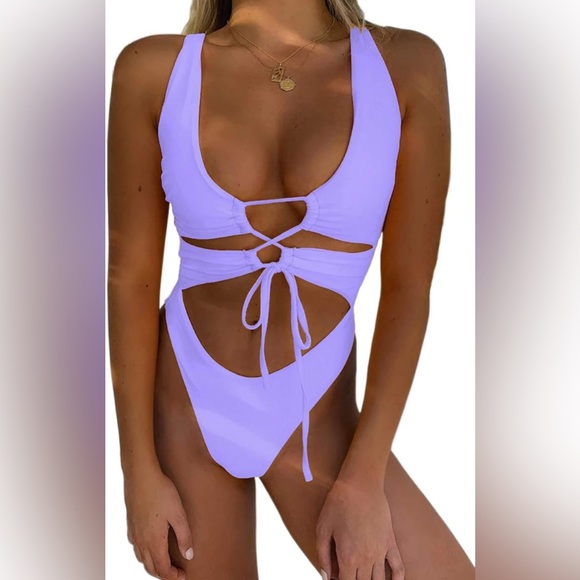 Other - New Sexy Cutout Lace Up Backless High Cut Piece Swimsuit Monokini